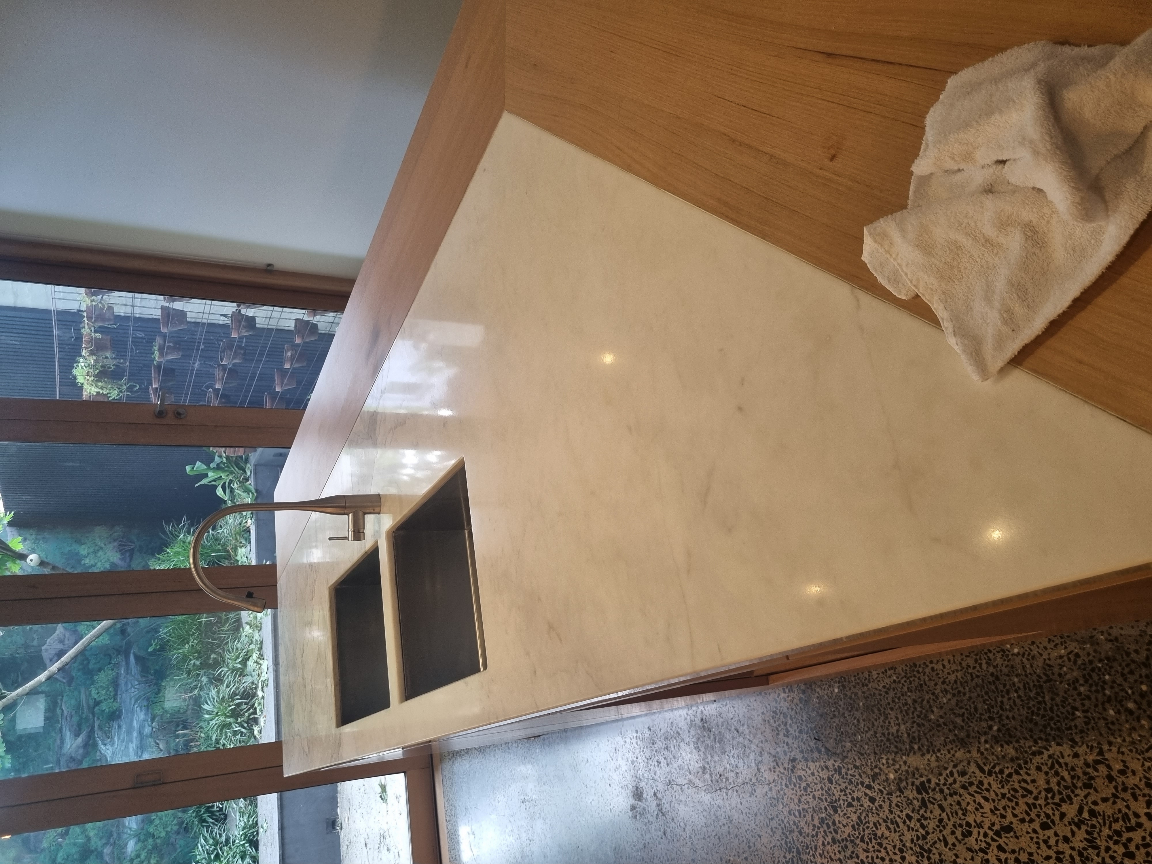 White marble benchtop restoration